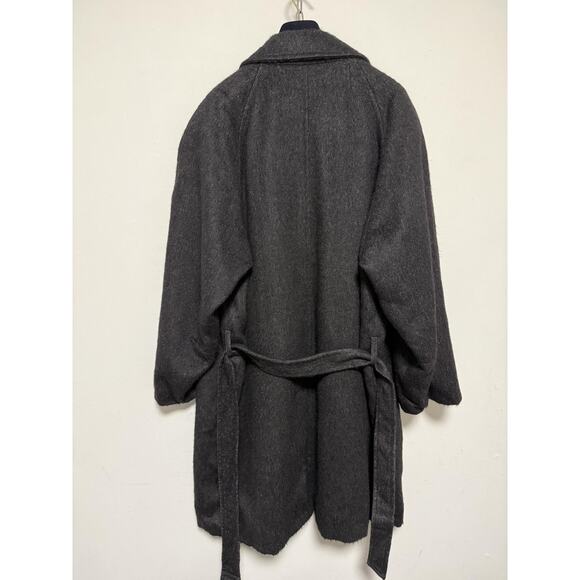 Bogner Coat woman Large Charcoal Belted Overcoat Made in West Germany - Picture 3 of 16